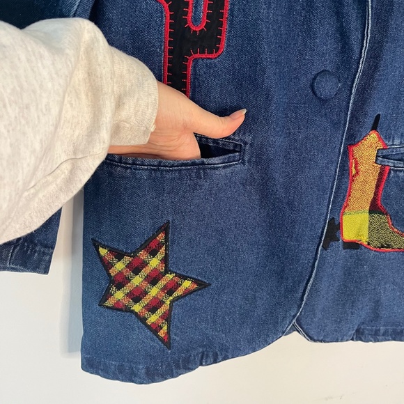Vintage 80s Granite Western Patchwork Oversized Denim Chore Coat / Blazer Size M - Picture 2 of 4